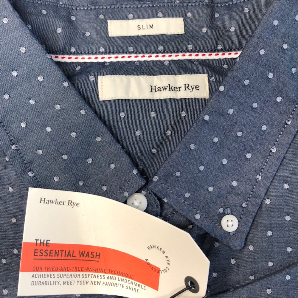 Hawker Rye Long Sleeve Button Up Navy Large Short - Picture 2 of 2